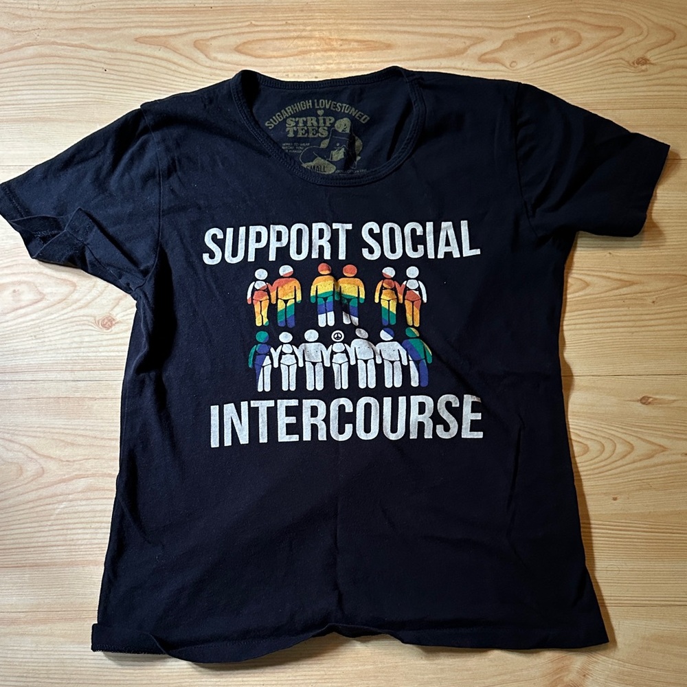 Black Graphic Tee - Support Social Intercourse